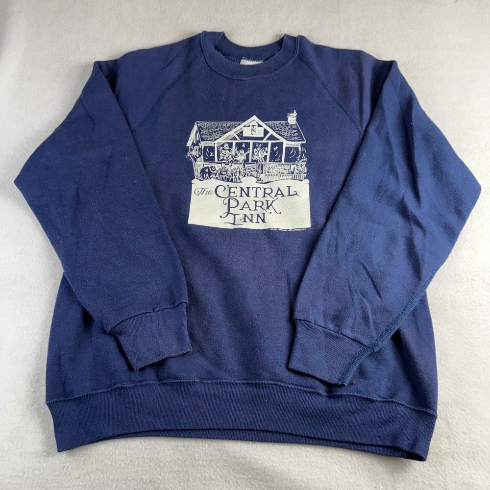 Vintage‎ 1987 Stedman Central Park Inn Lancaster NY Navy Blue Sweatshirt Mens L